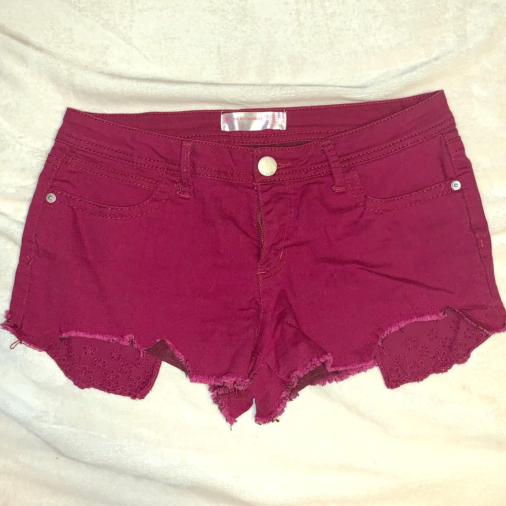 Women's maroon and baby pink shorts